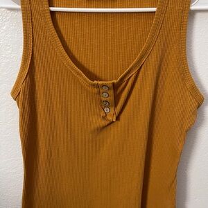 Chic Mustard Button-Detail Tank Top